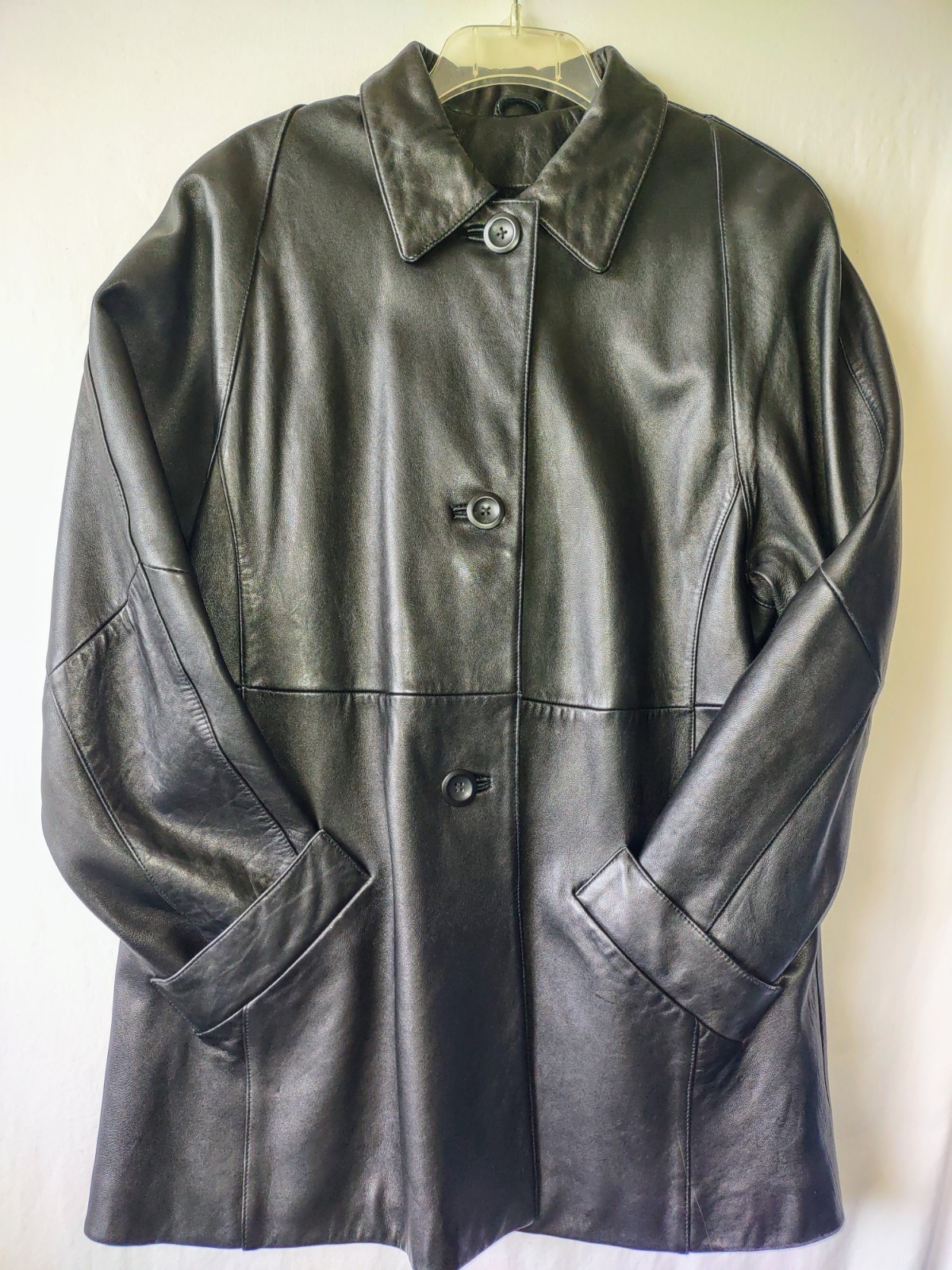 VALERIE STEVENS PETITES Leather Coat Size M NEW ZEALAND LAMBSKIN Vintage Soft