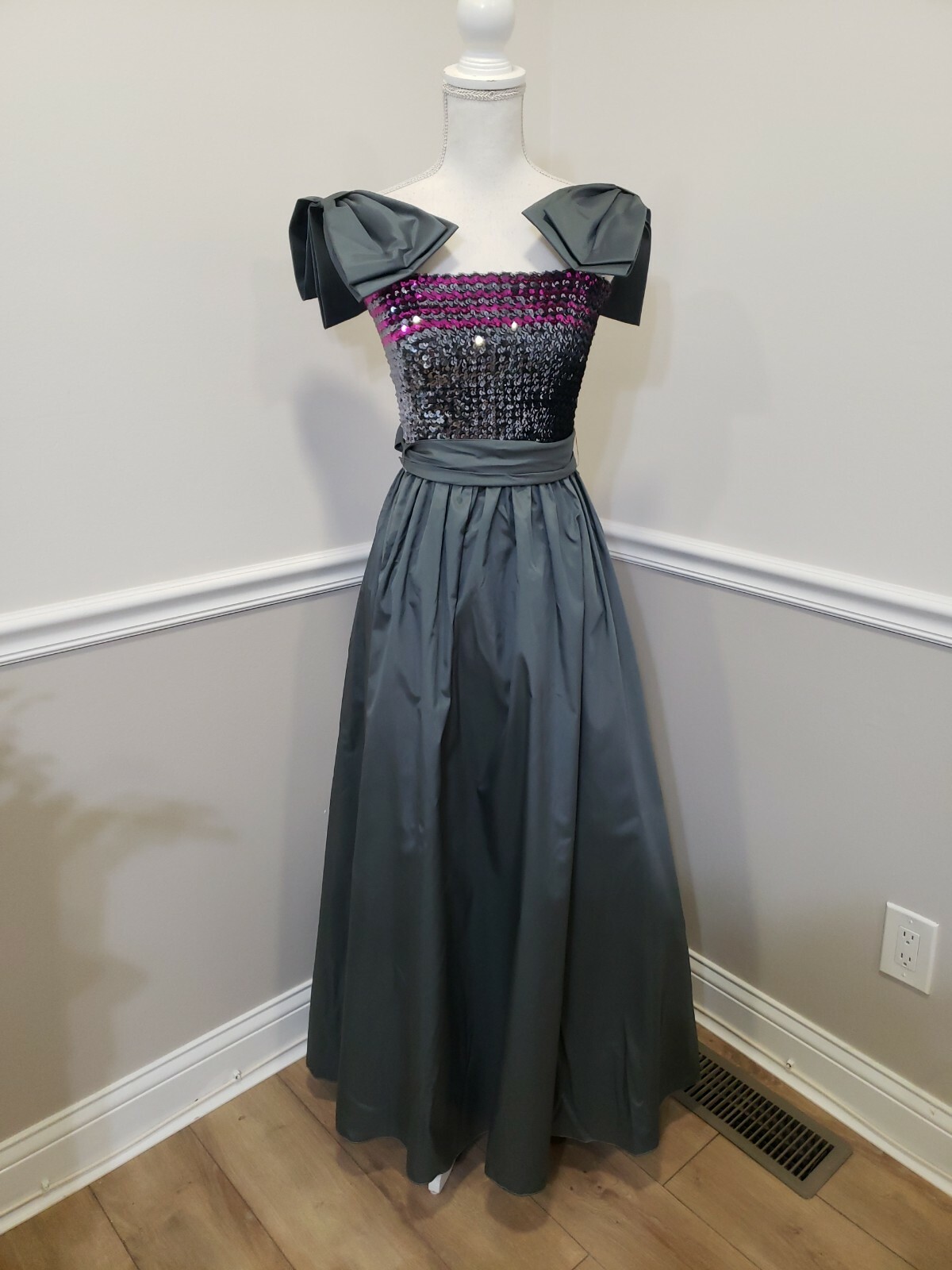 Vintage’80 Sequins Corset /Taffeta Prom Formal Dress S