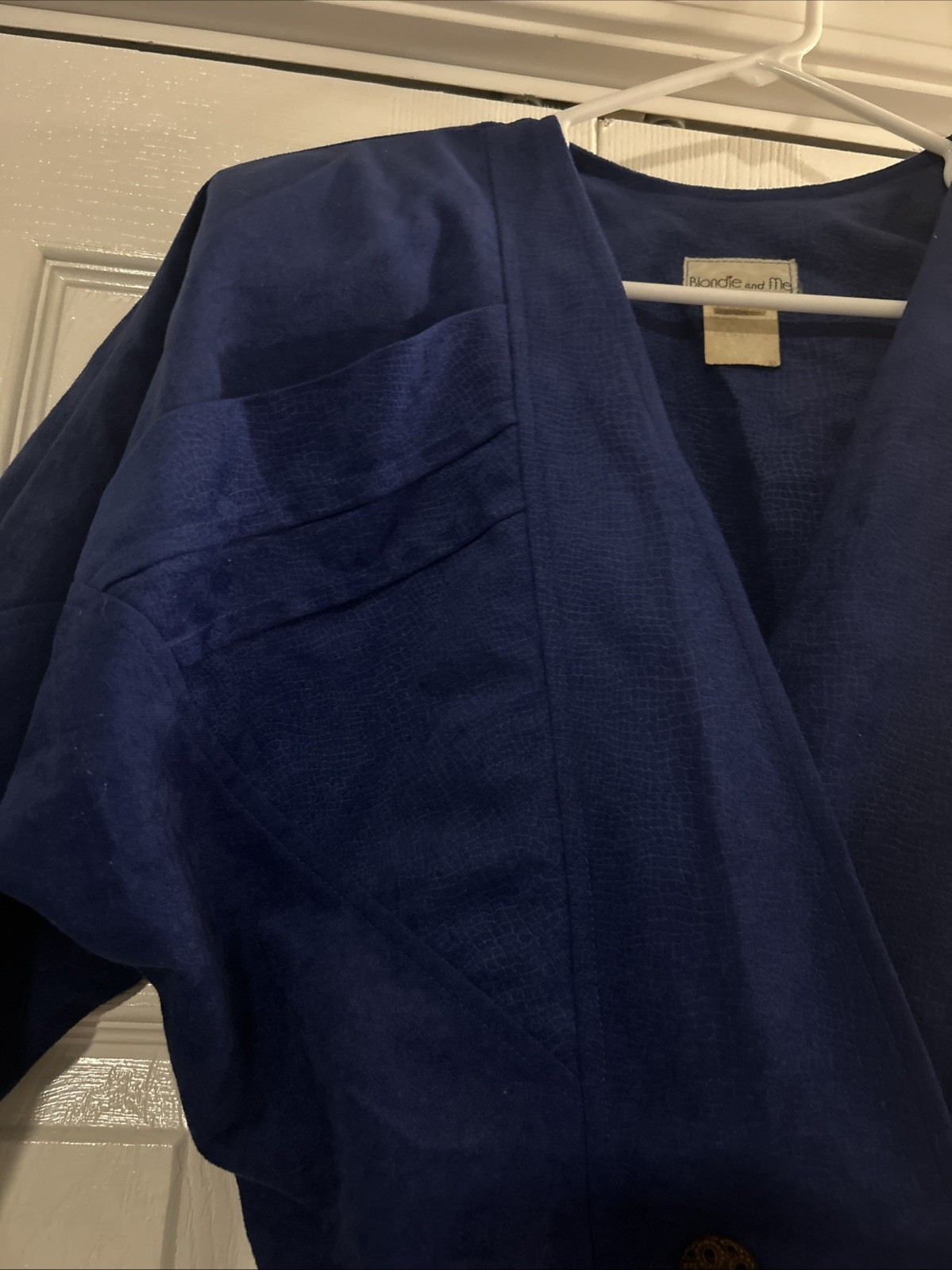 Vintage 80s Blondie and Me Blue Peplum Cropped Blazer Size 11 Polyester