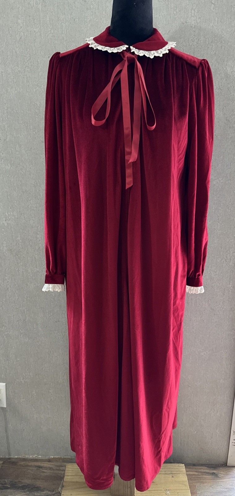 Vintage 1970s Red Velvet Homemade Prairie Dress Nightgown Whimsigoth
