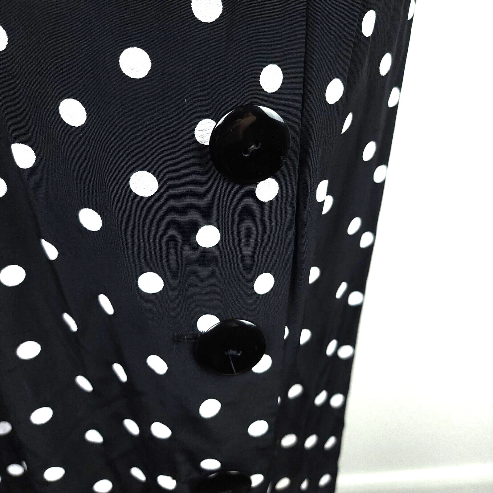 Vintage 80s 1940s DiamondsRun Black White Midi Pencil Dress Long Sleeve PolkaDot