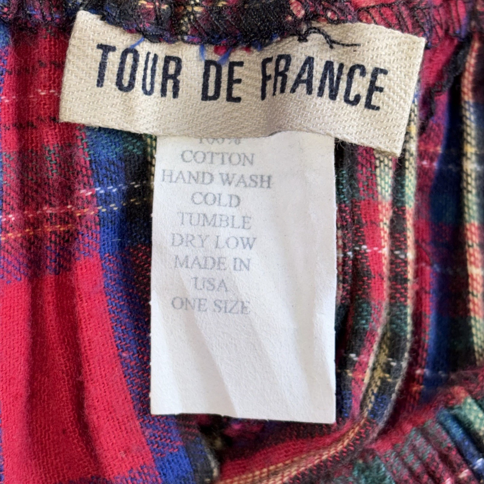 VTG Tour De France Plaidwork Maxi Skirt 100% Cotton Indie Grunge Elastic Waist