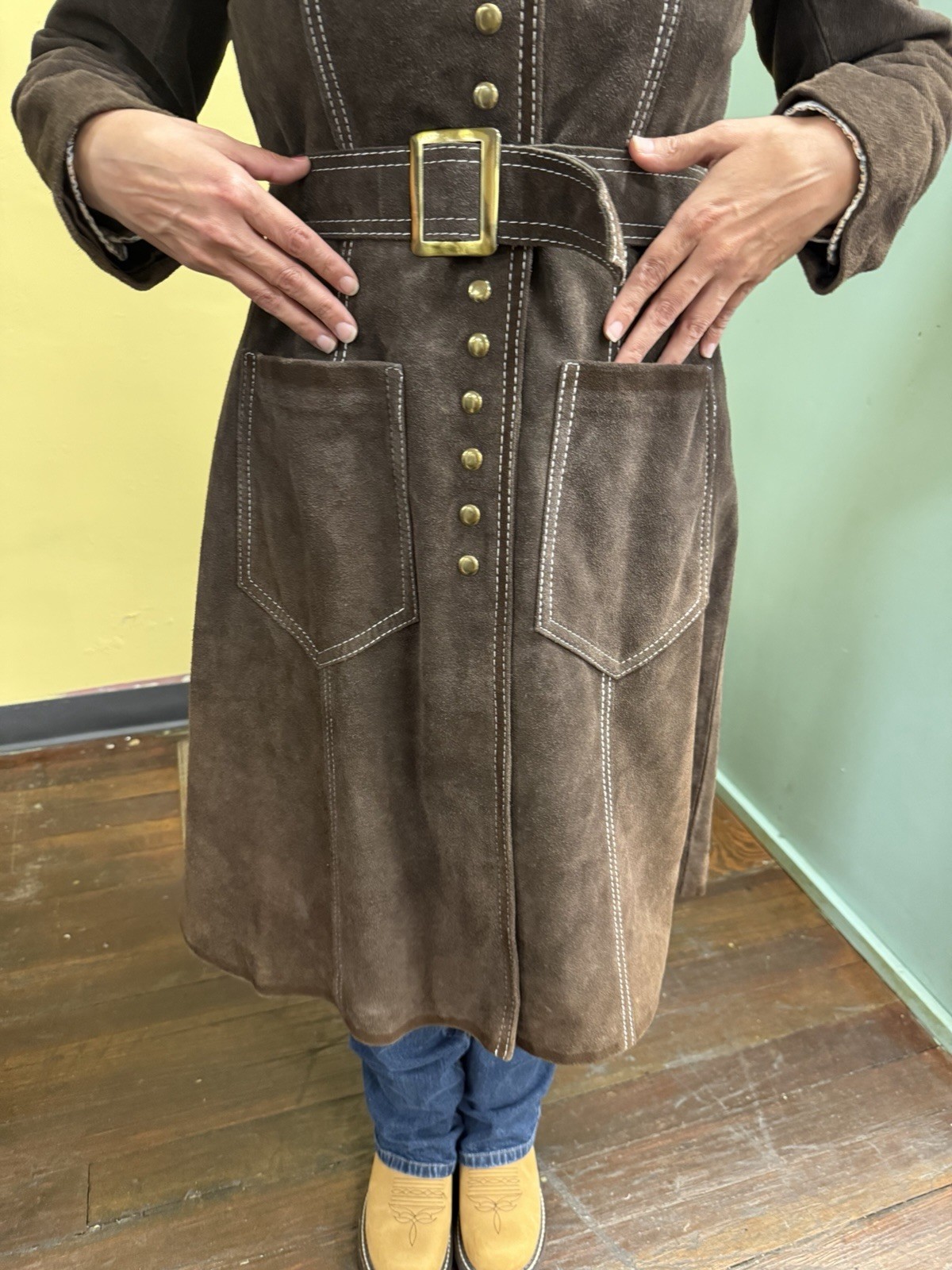 Vintage 70s Montgomery Ward The Tannery Brown Suede Coat M