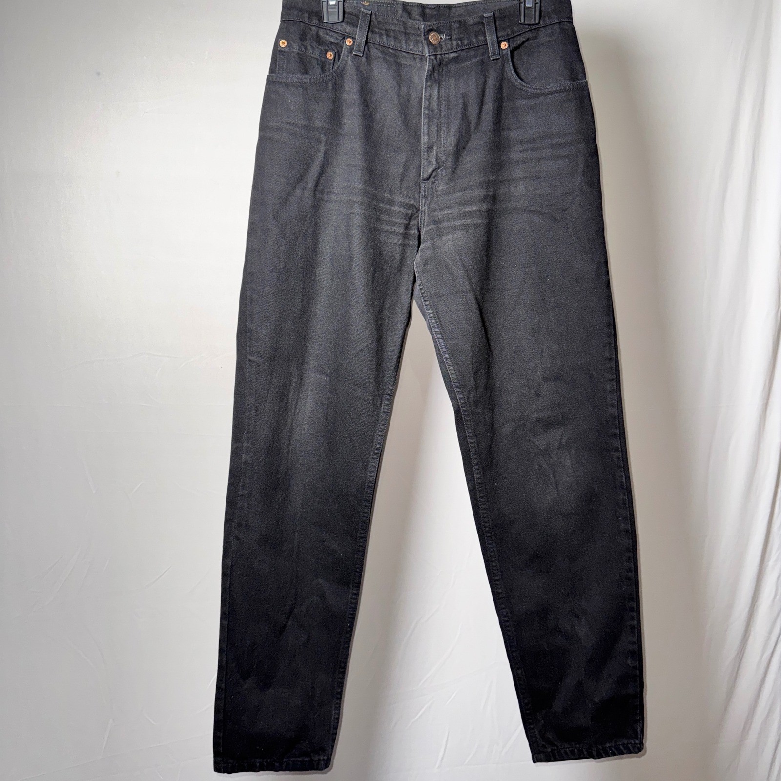 Vintage Levis 550 Relaxed Fit Tapered Leg Black Denim Jeans Womens 13 Med 31×30