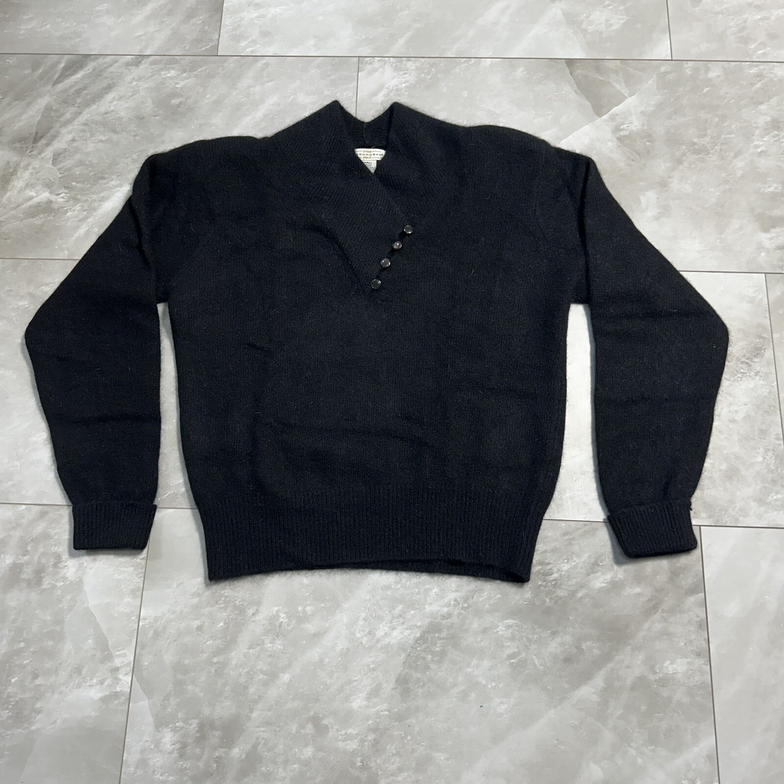 Yarn Works Vintage Sweater Size S Black Chico Lamb/Angora Soft Classic Adorable