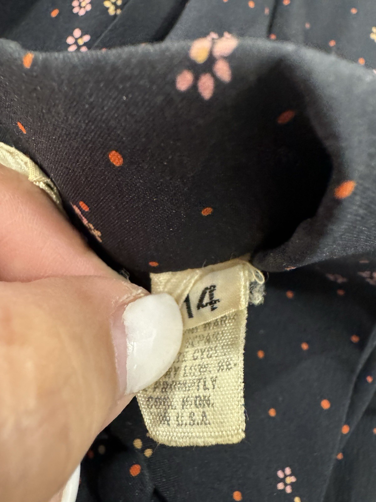 Vintage LANVIN Micro Floral Sheath Shirt Dress Size 14