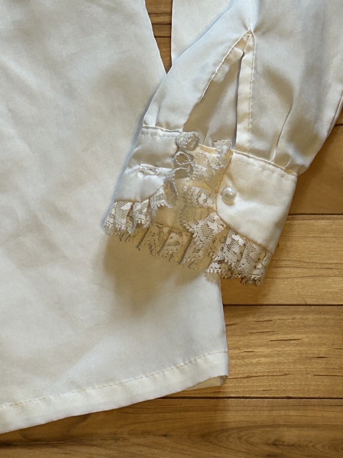 vintage sears jr bazaar 70s Button Down Shirt Ivory Secretary Geek Cottage