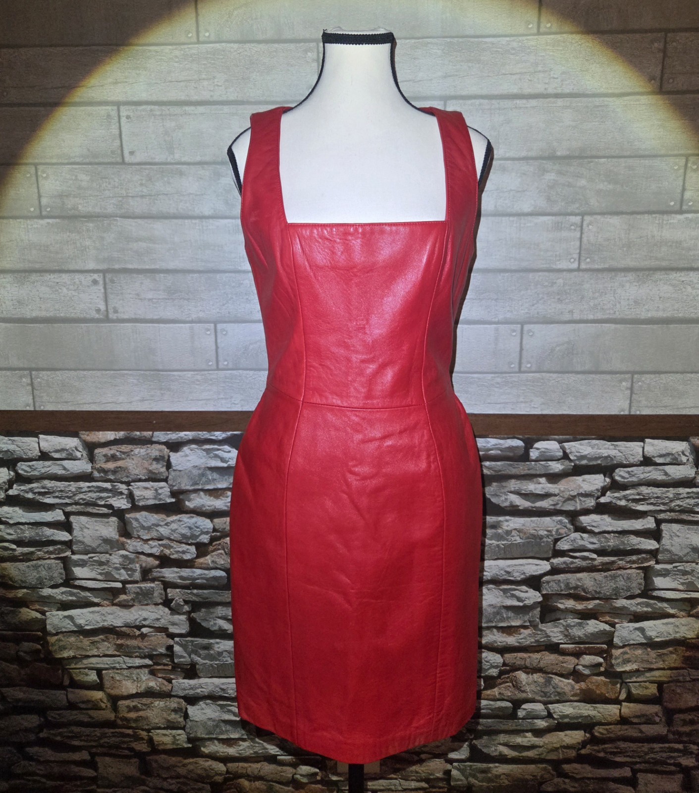 Vintage Michael Hoban Leather 90s Red north beach leather Dress