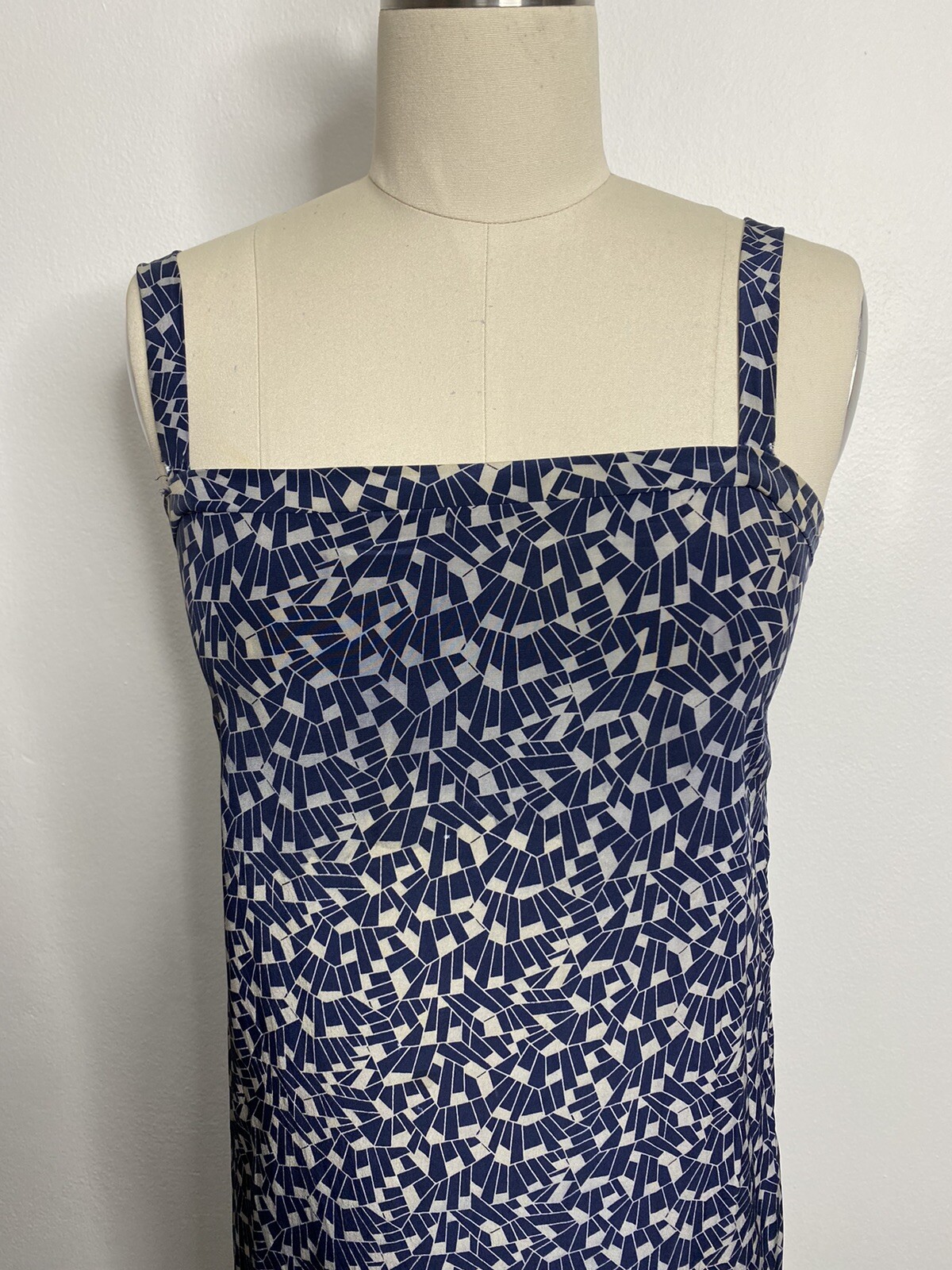 Vintage Georges Rech 100% SILK Sz XXS 70s Retro Paris France Navy Strappy Dress