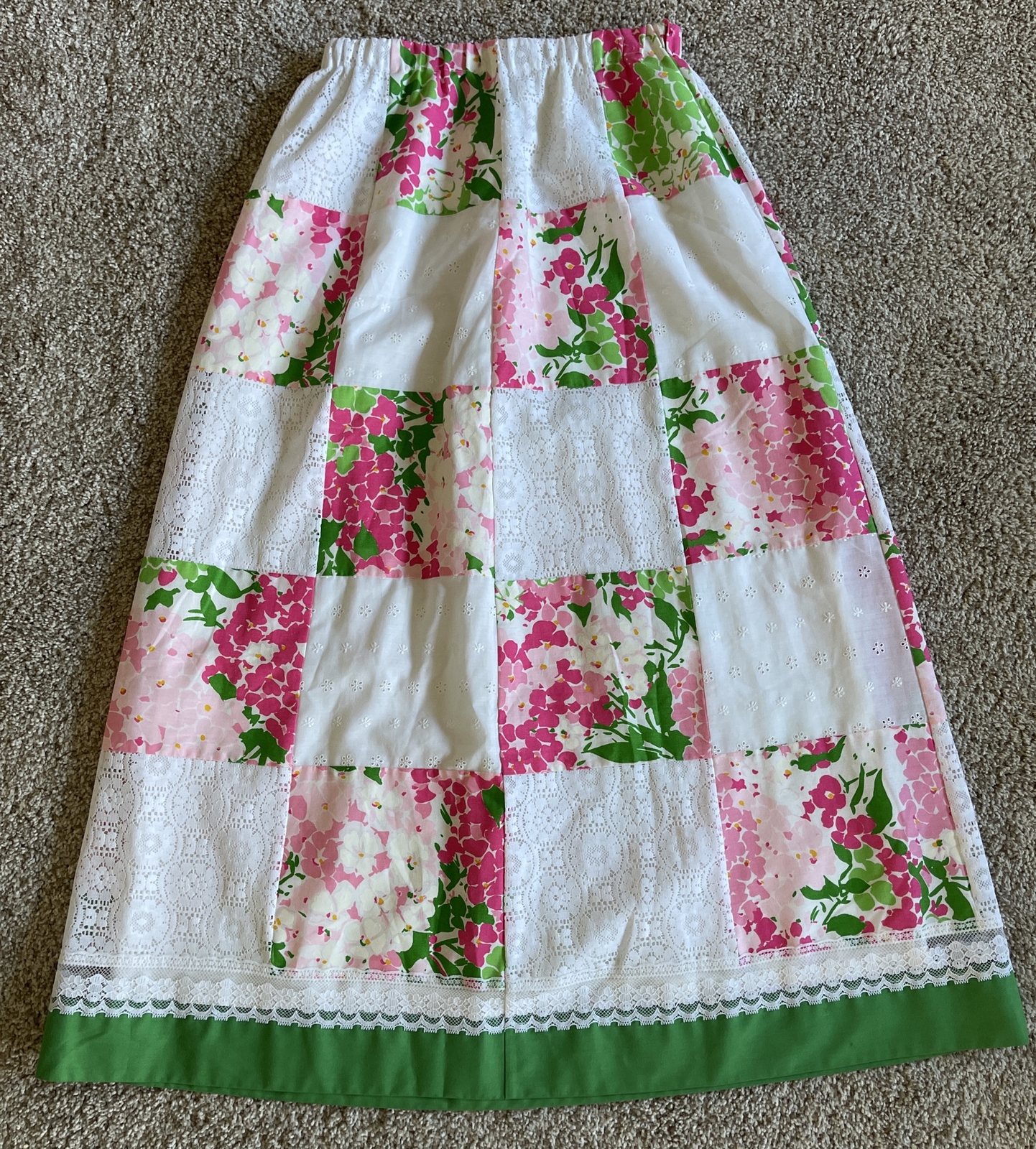 VTG Tumbleweeds Skirt Maxi Prairie Boho Lace Patchwork Pink Eyelet