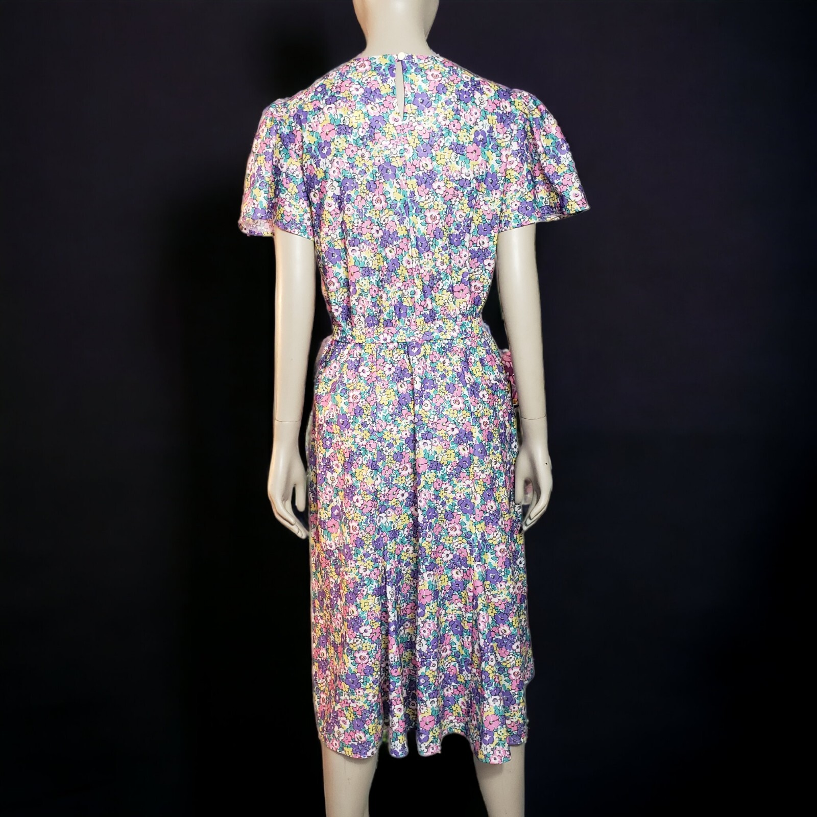 Vintage Avon Fashion Ditsy Floral Dress Peter Pan Collar Midi 11/12 Fits Like 8