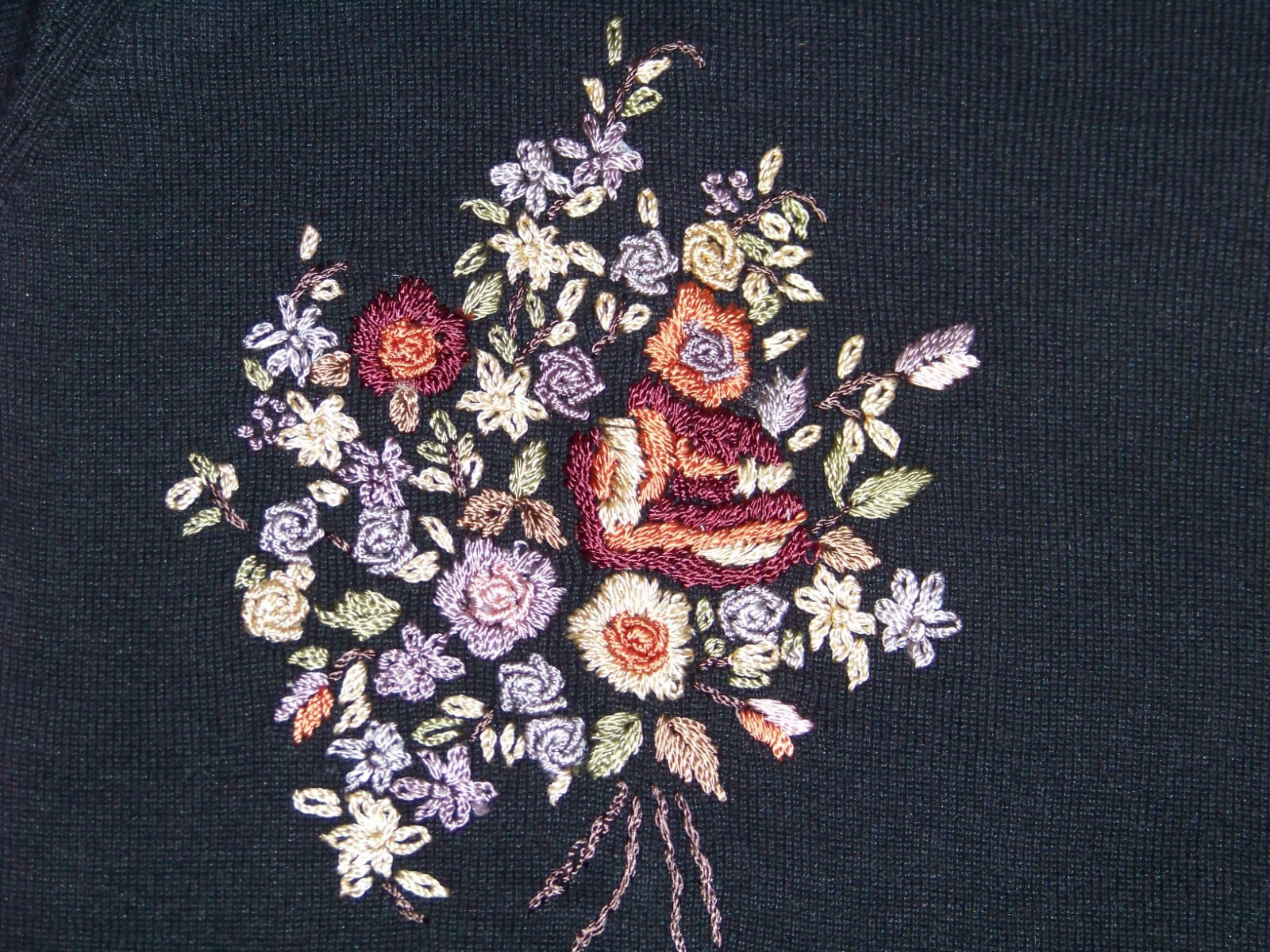 Vintage Bonnie & Bill by Holly Pullover Sweater – S – Floral Embroidery