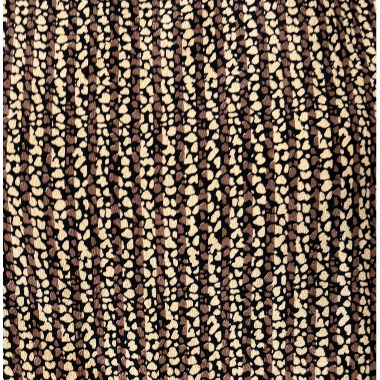 Hana Sung Vintage 100% Silk Blouse Brown Abstract Print Short Sleeve Top Large