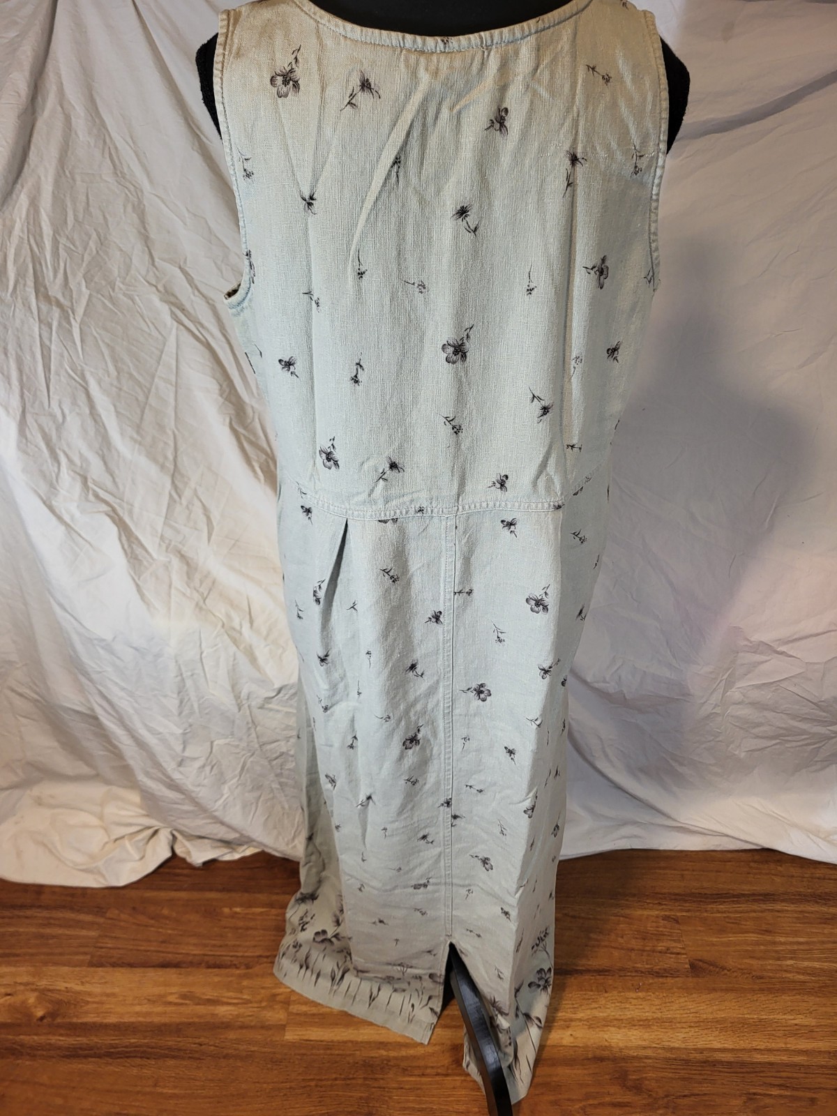 VTG Erika Collection Beige Linen Blend Floral Print Maxi Dress Womens Size S