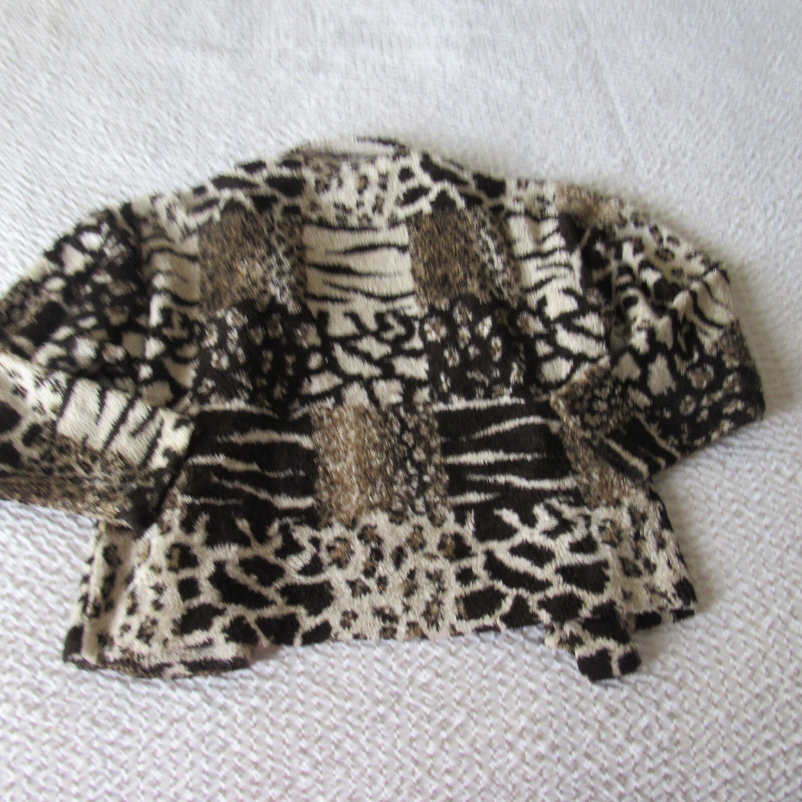Cache Jacket Animal Print S Lightweight Plush Brown Cream Fuzzy Y2K
