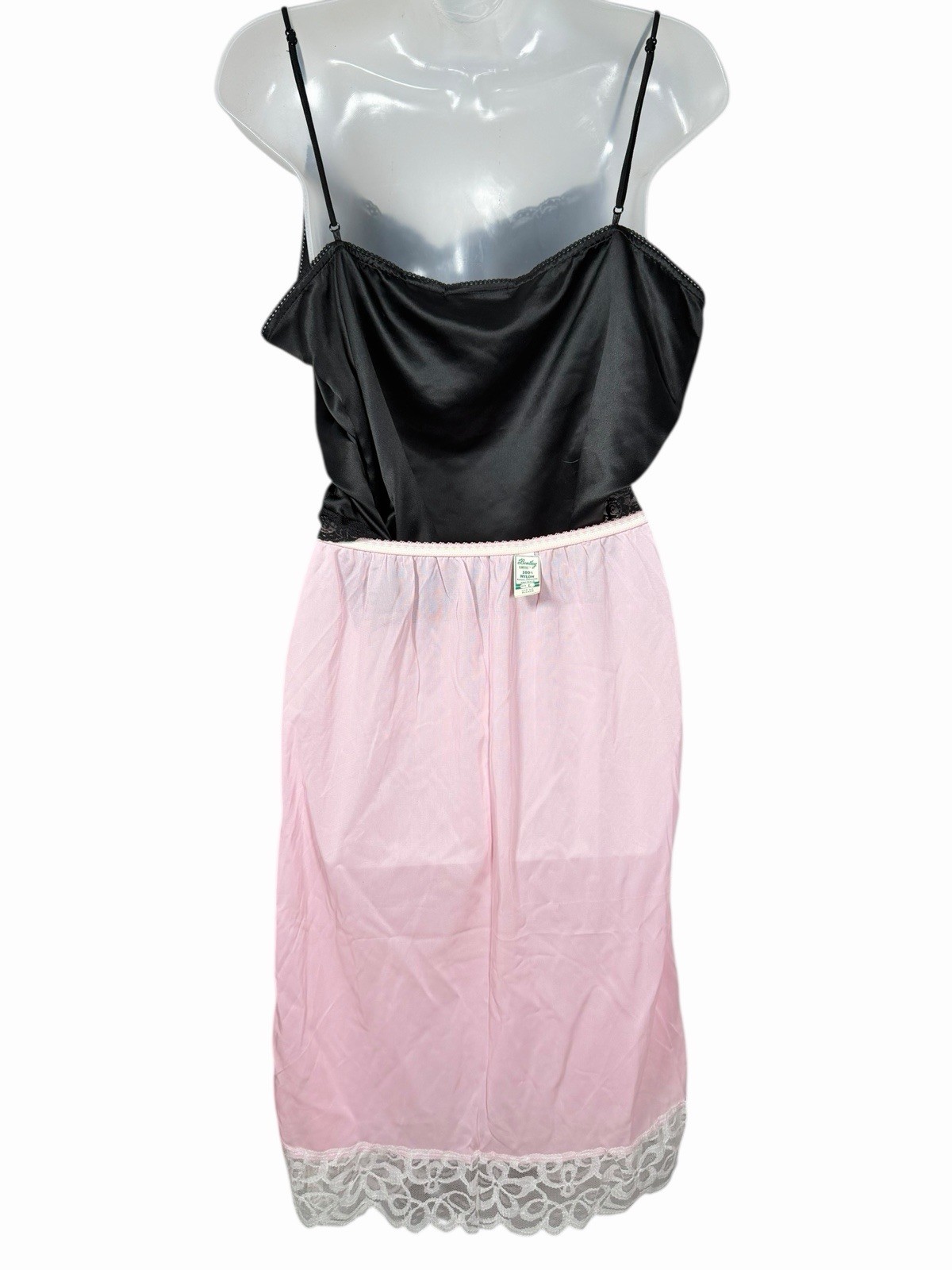 Pink Skirt Half Slip W/ Floral Embroidery & Lace Trim Vintage 60s/70s Coquette L