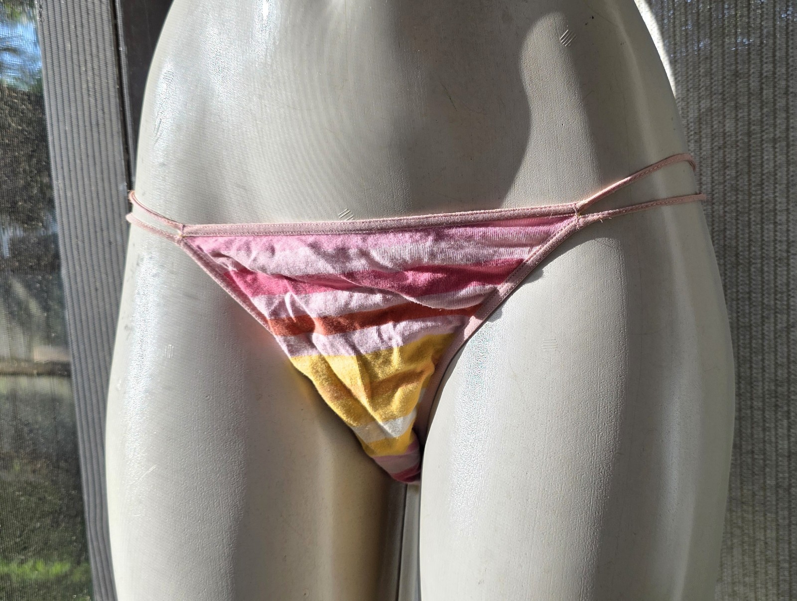 Y2K Victorias Secret PINK Low Rise Stripe Double String Bikini Panty LARGE