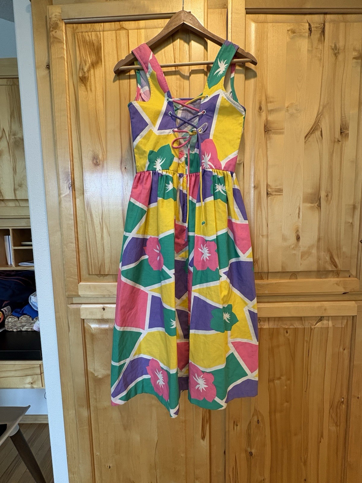 Vintage Jenni Multicolor Geometric Dress Medium Scoop Neck Sleeveless