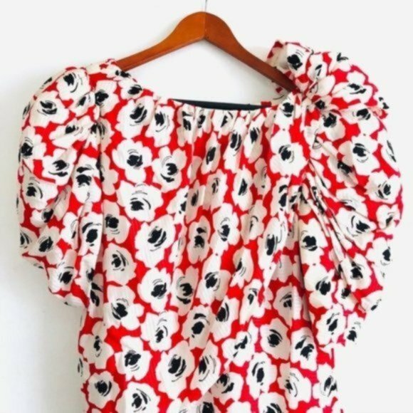 Digna Yero Dress Vintage 80s Silk Floral Print Red