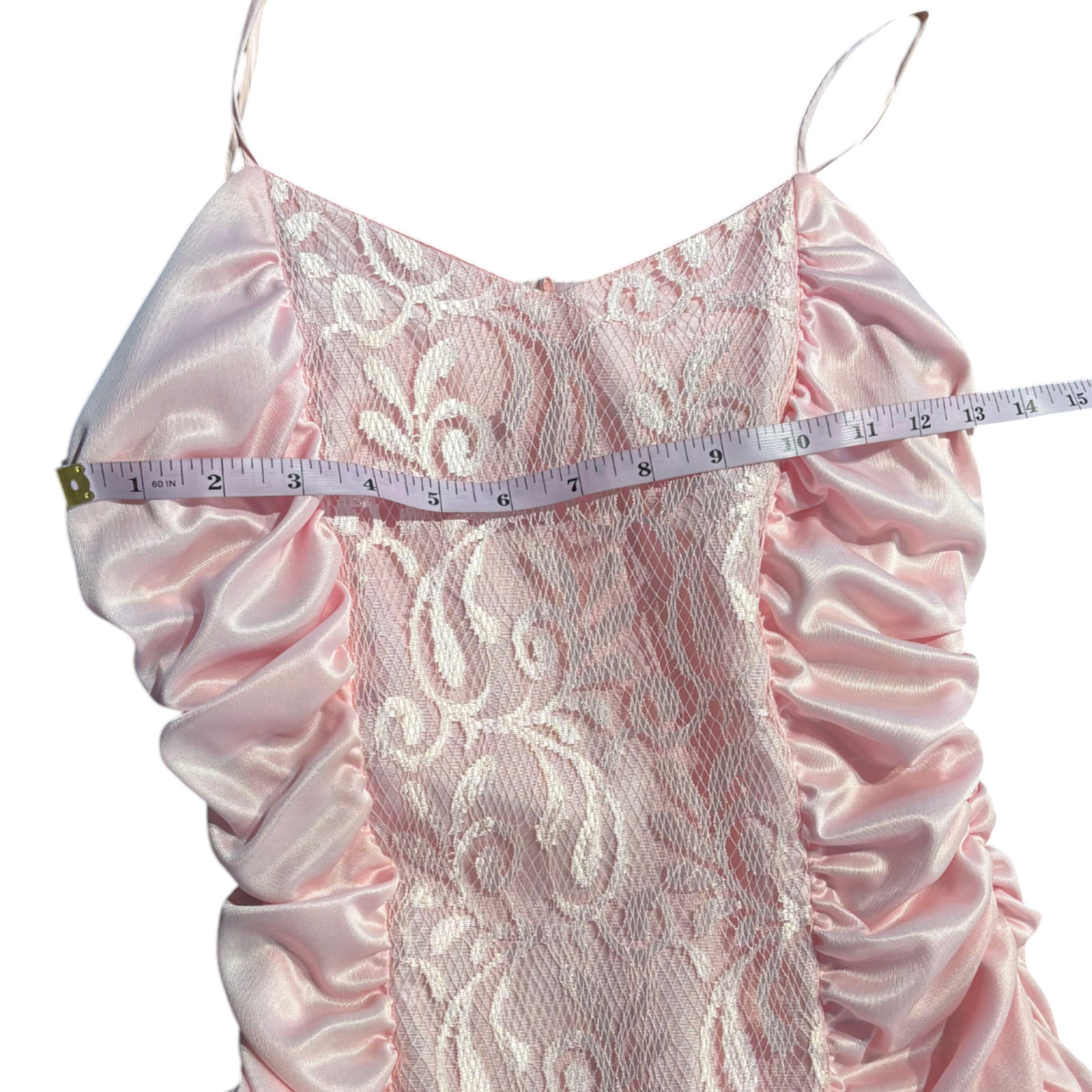 Vtg 90s pink Lace Fit & Flare Party Prom Dress w bolero jacket juniors sz 3