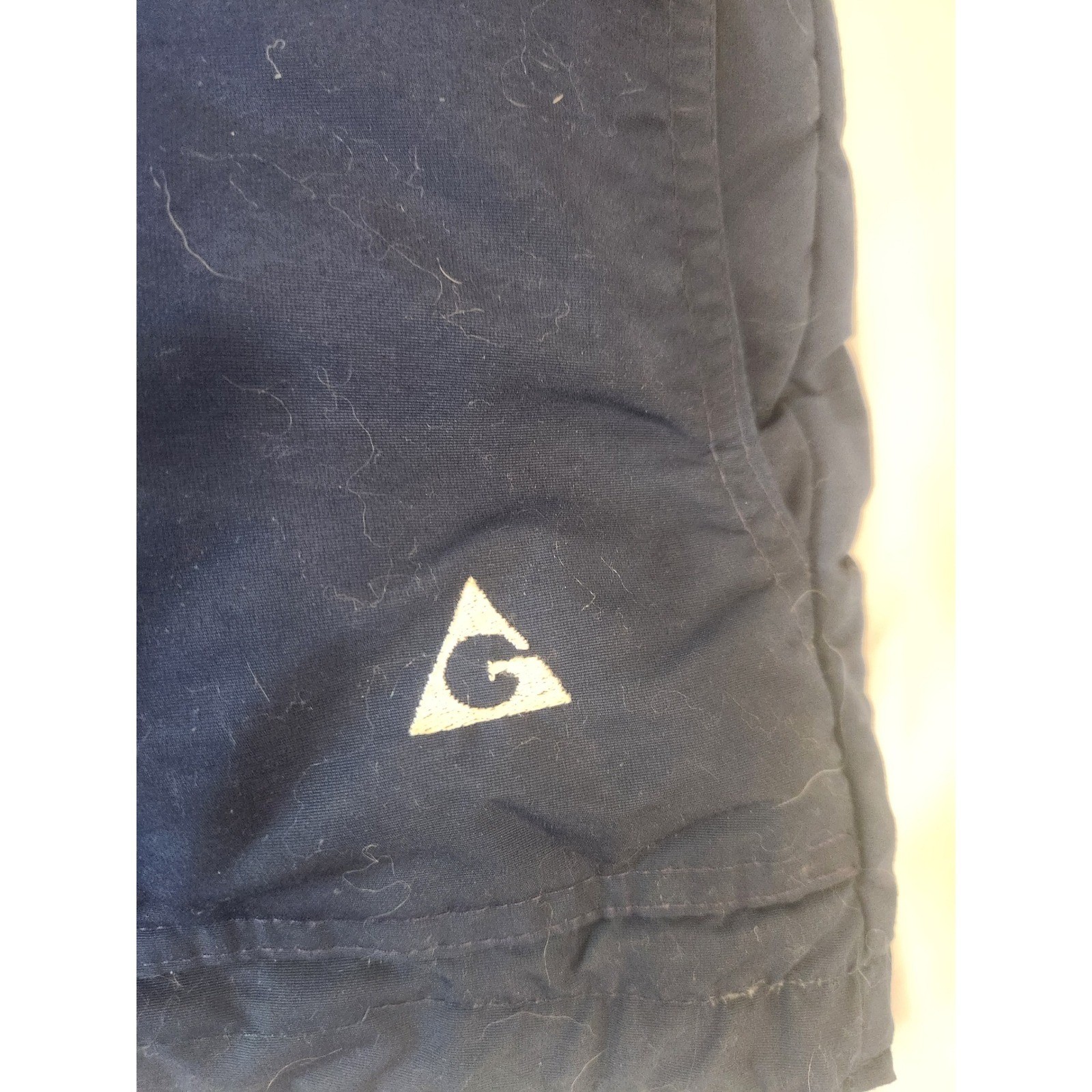 Vintage Gerry Women Down Filled Puffer Vest Blue Faux Fur Collar Cozy Size L