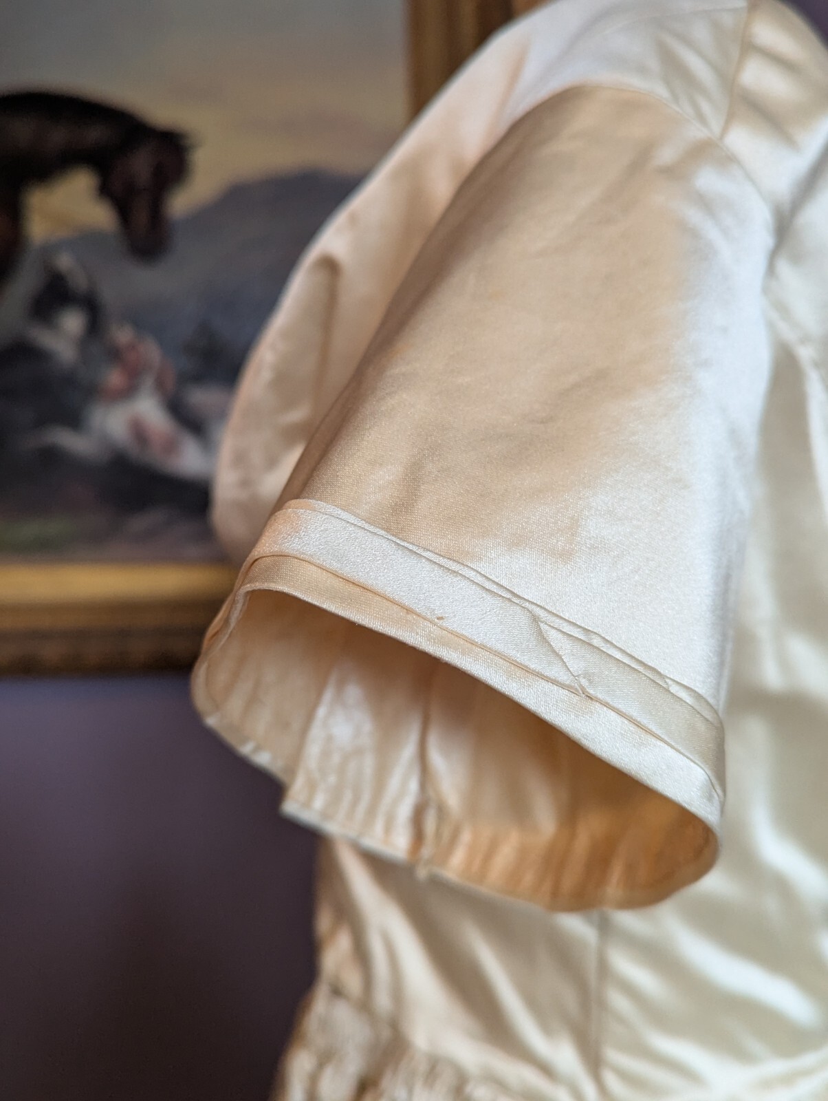 RARE Elegant Antique ca 1850’s Silk/Satin Wedding Dress Gown Handmade Museum