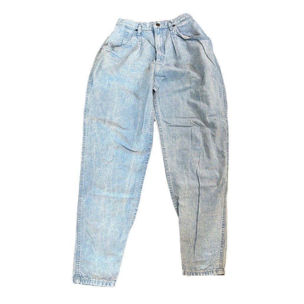 Vintage 80s Lee High Waisted Mom Jeans 12 (26×30) Acid Wash Pleated Tapered USA