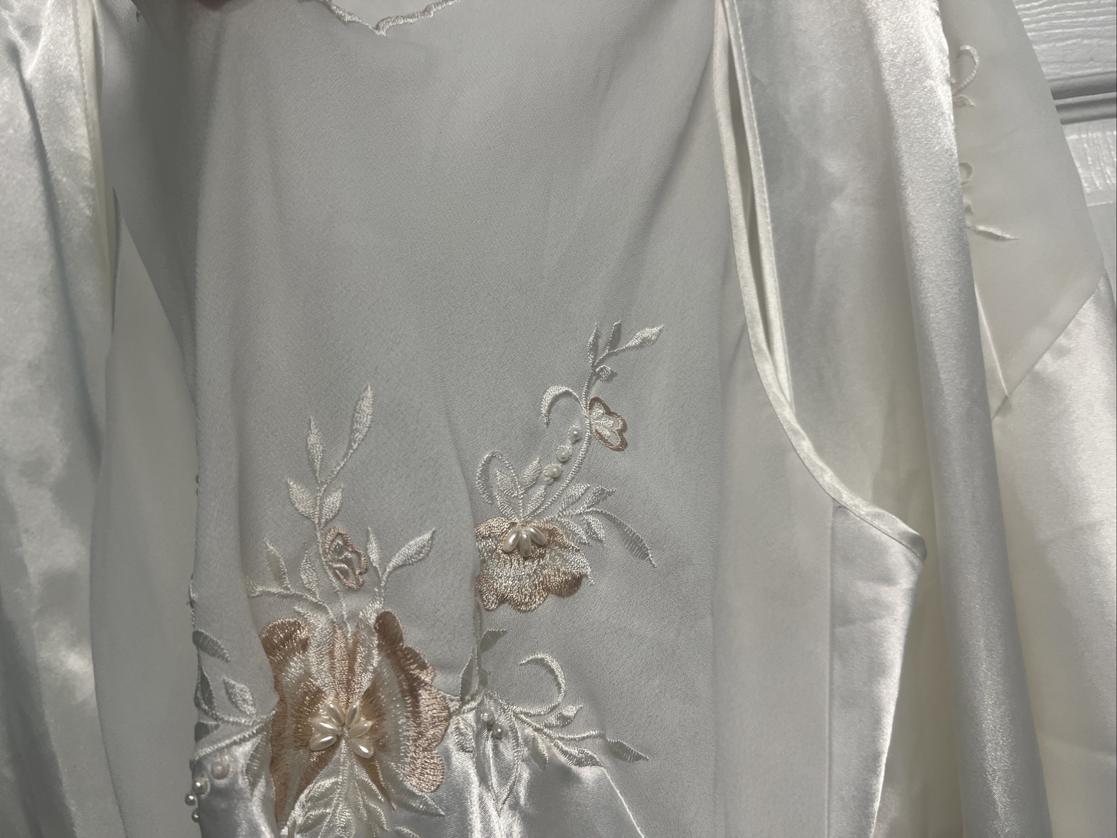 Intimo Amore vintage white satin beaded wedding nighty set Size S