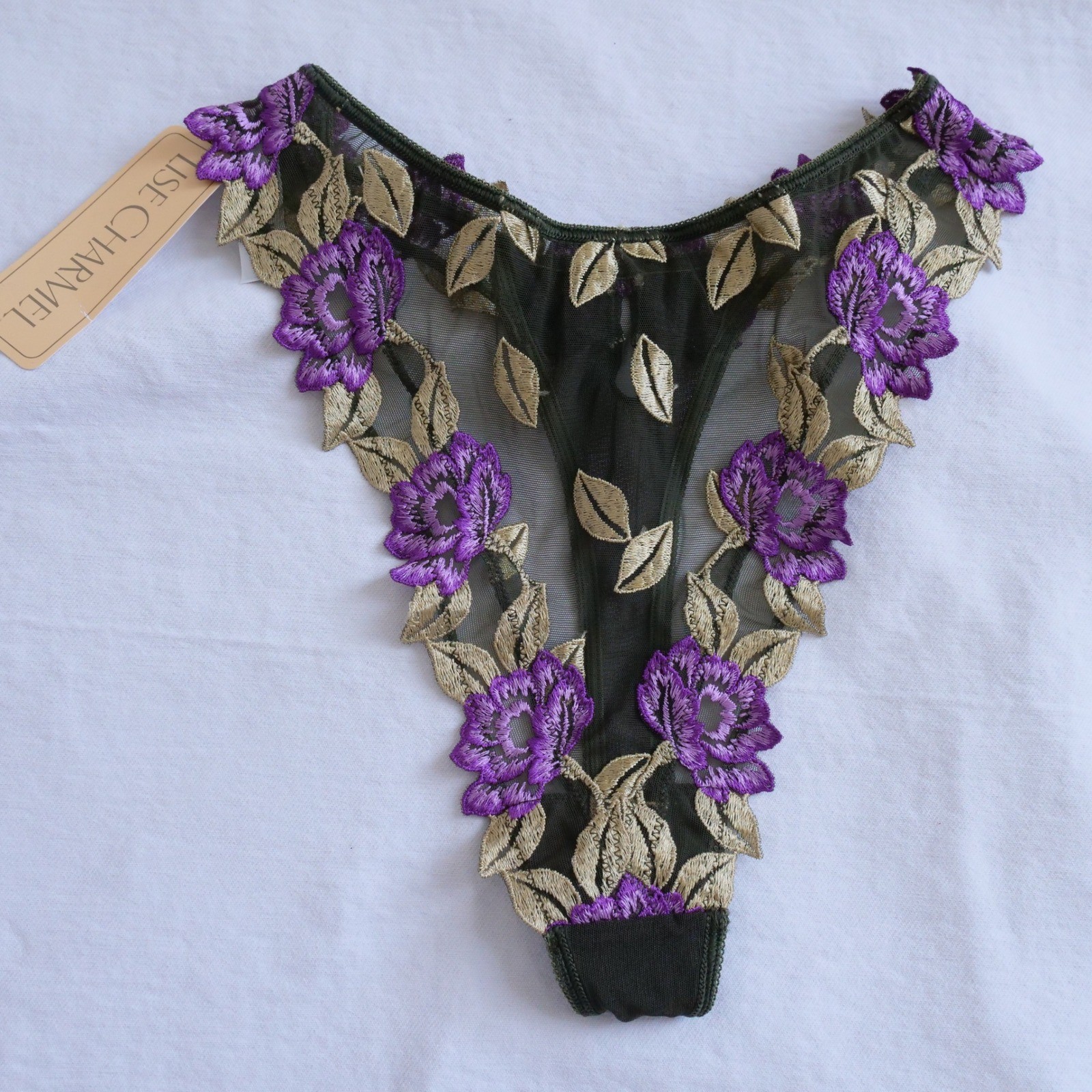 Deadstock y2k Lise Charmel sheer mesh high cut underwear/panties