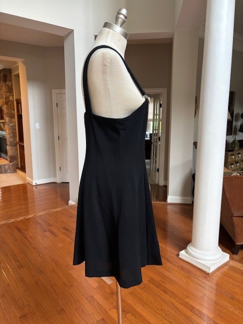 VINTAGE GIANNI VERSACE VERSUS BLACK SUSPENDER DRESS WITH MEDALLIONS SZ 30/44