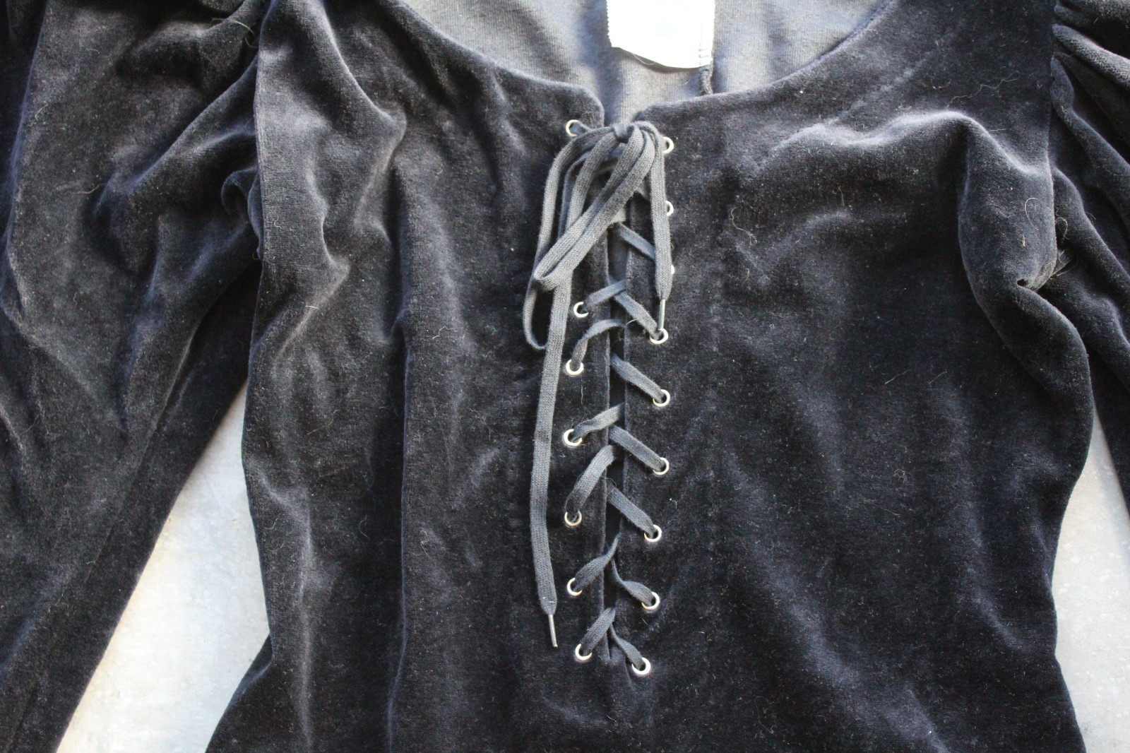 Vintage 80s Betsey Johnson M Punk Label Dress Corset Velvet Mutton Sleeve NWOT