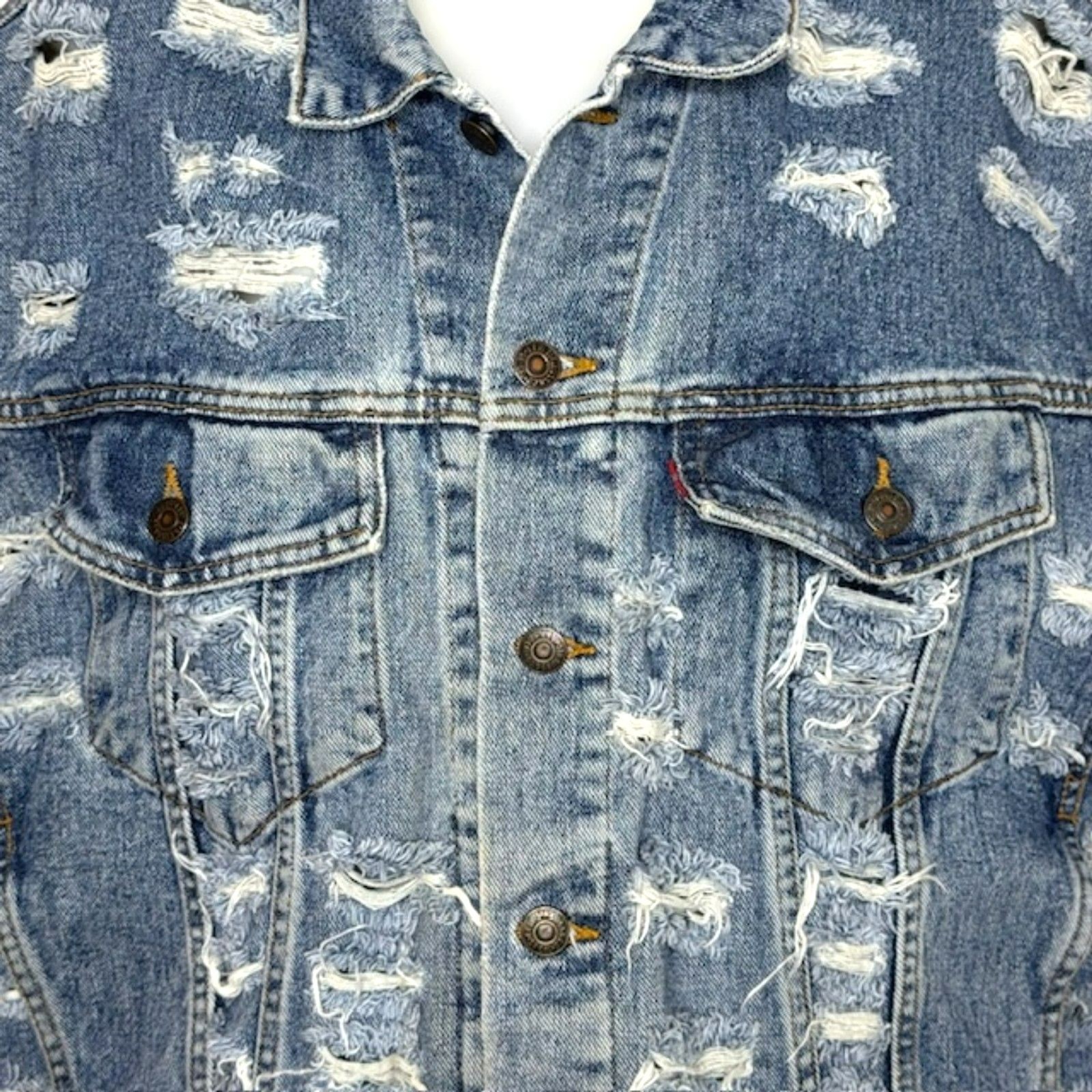 FURST OF A KIND FOAK VINTAGE UPCYCLE DENIM VEST AMERICAN FLAG SIZE XXL UNISEX