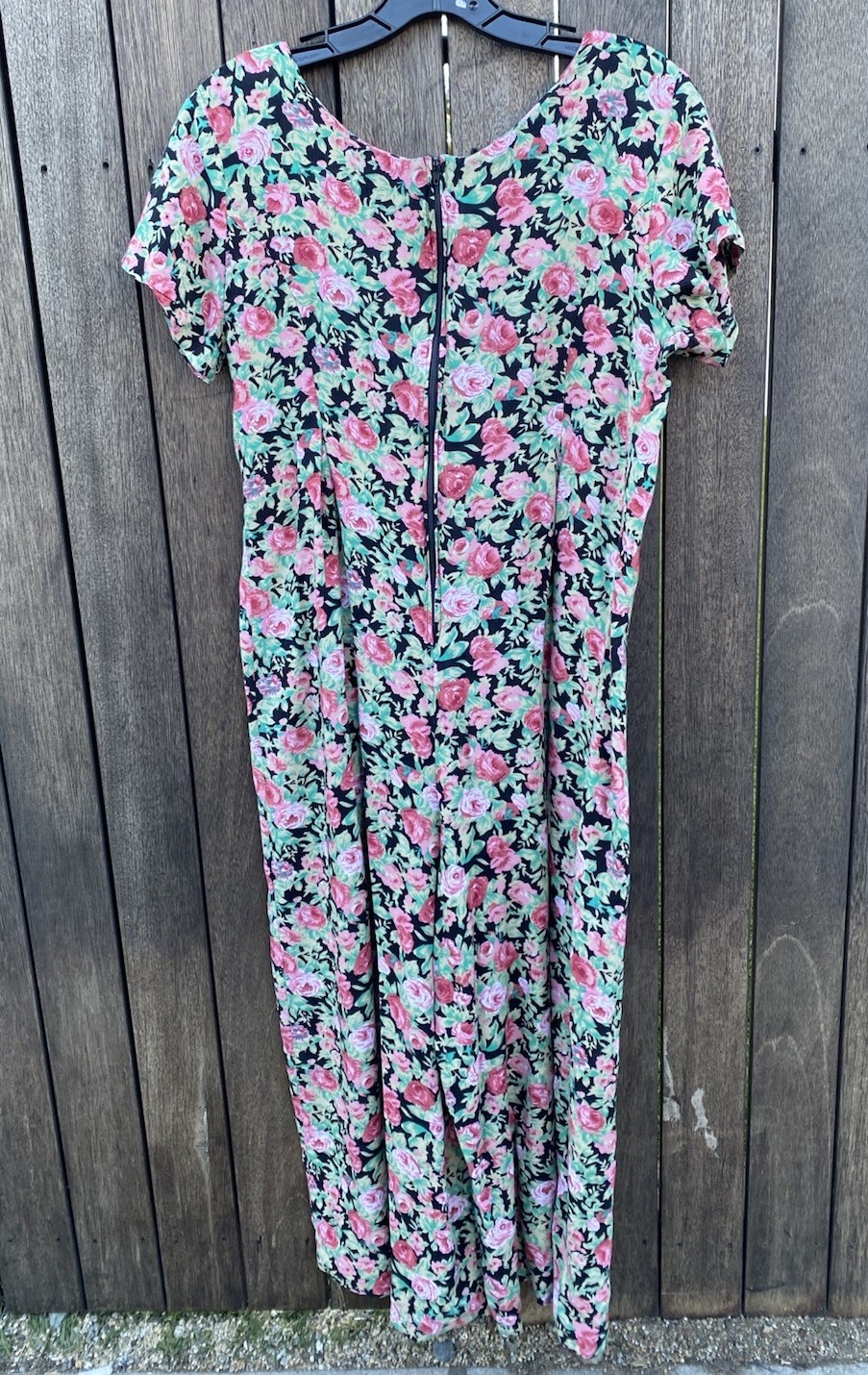 Vintage 1990’s Joule Energy Pink & Black Floral Jumper Wide Leg Jumpsuit M/L