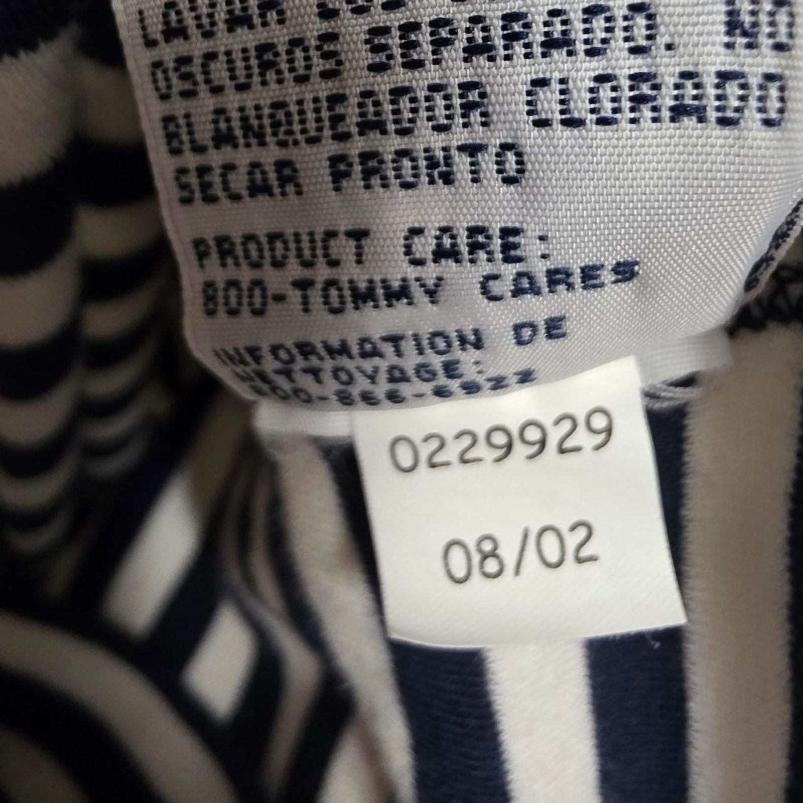 Vintage Y2K Tommy Hilfiger Striped Turtleneck Long Sleeve Top Navy White XL 2002