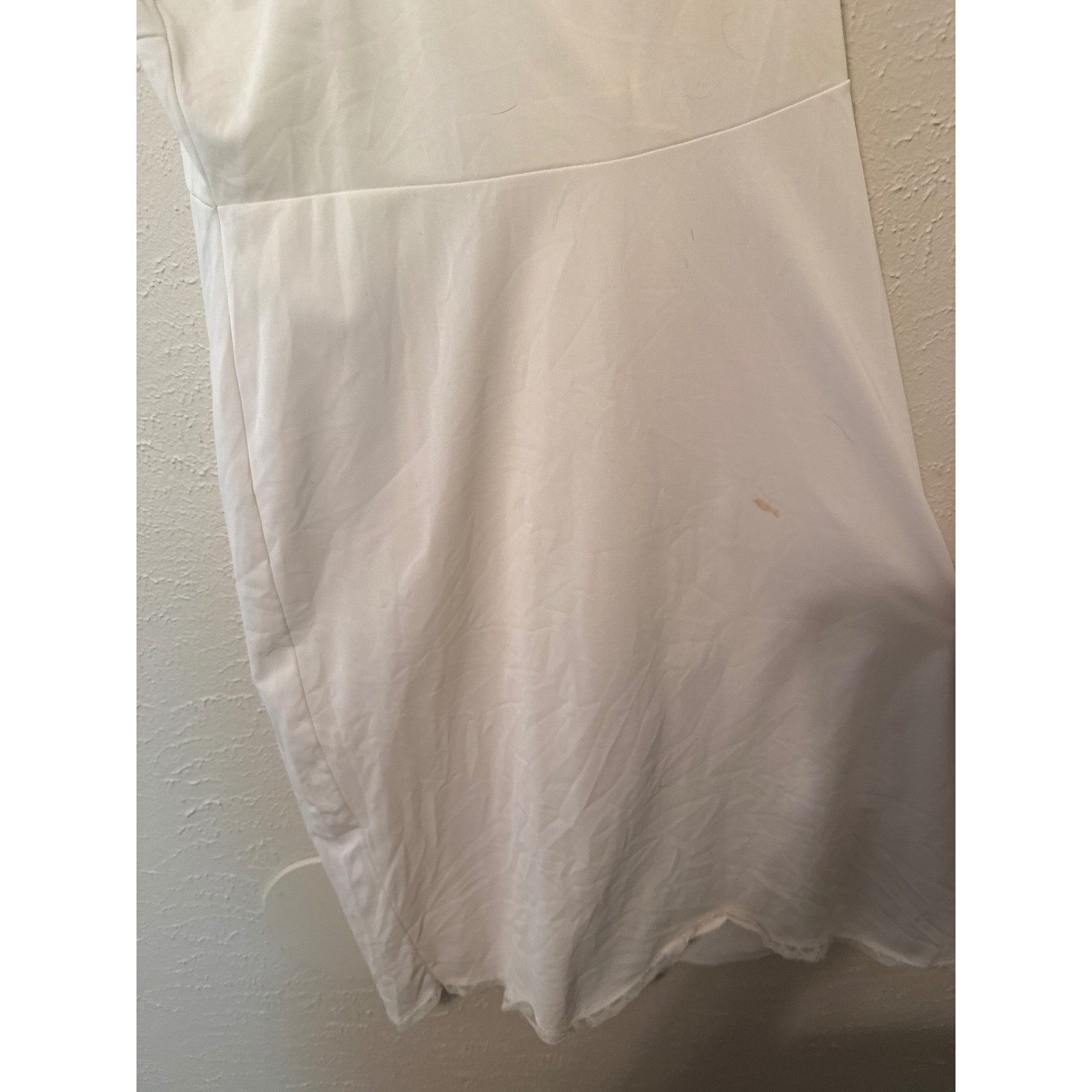 Vintage Shadowline White Nylon Antron III Full Slip Lace Trim 34 Short