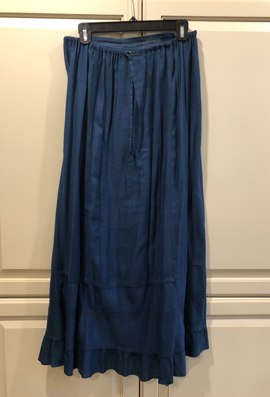 Antique Victorian Eduardian Indigo Blue Tiered Half Slip