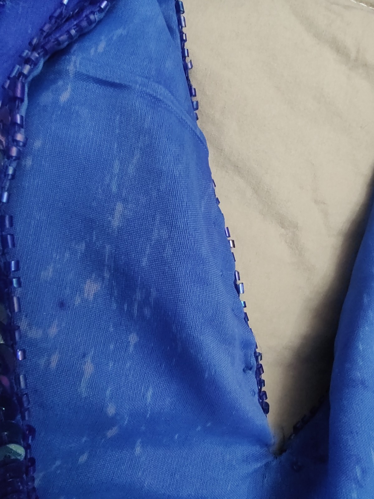 Vintage Beaded Cobalt Dance Wedding Party Dress 80’s Classic Sequin Studded