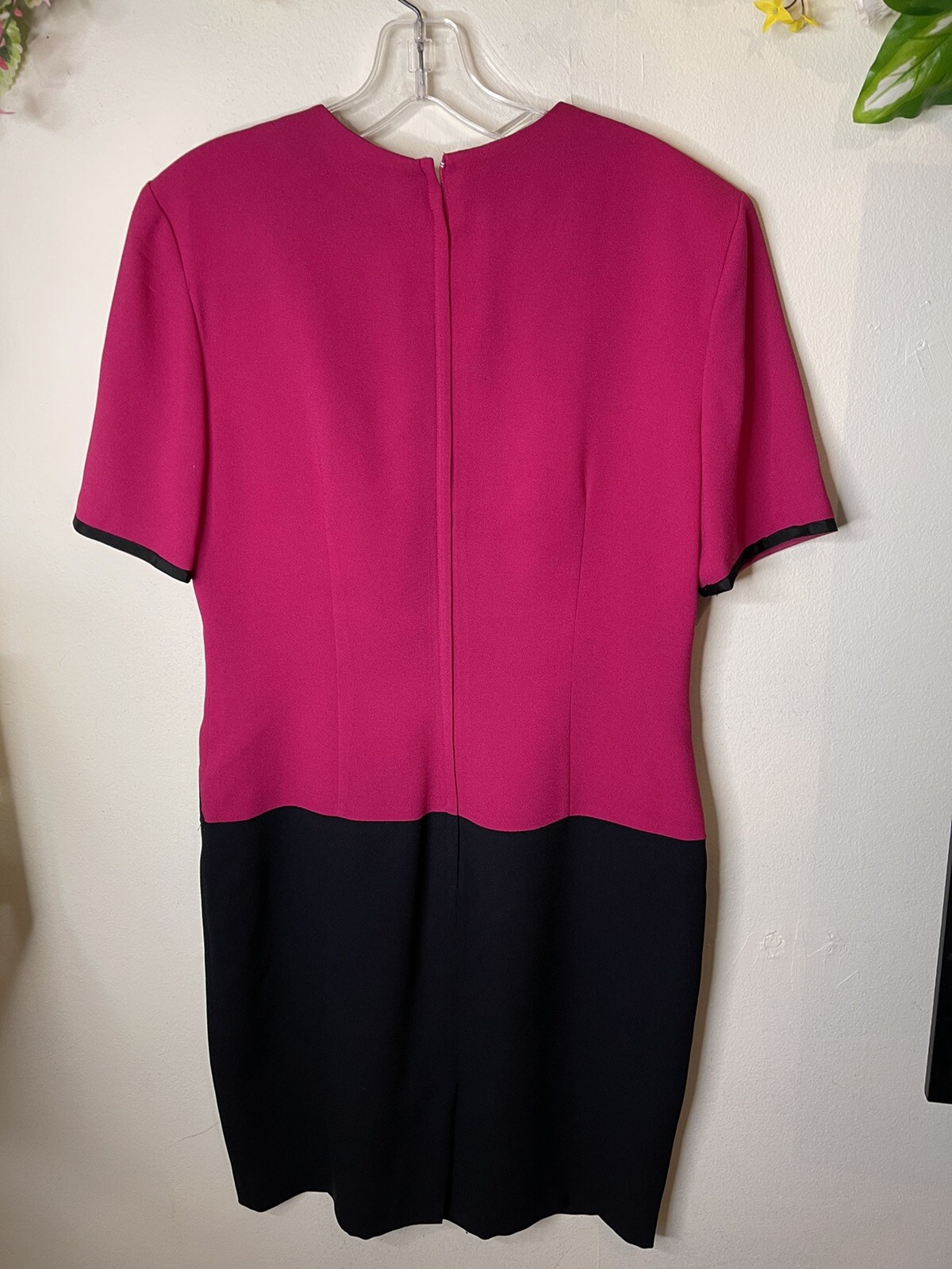 Vintage 80’s hot pink diamond dress Working Girl Secretary Grandmacore Argyle 6