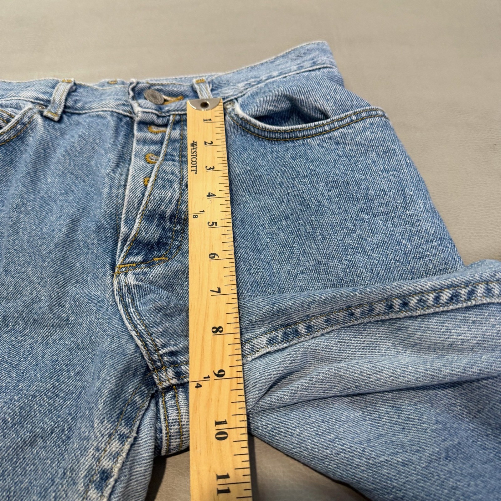 VTG Lee USA Straight Leg High Rise Jeans Light Wash USA Skate 28×26/9 PM-5713