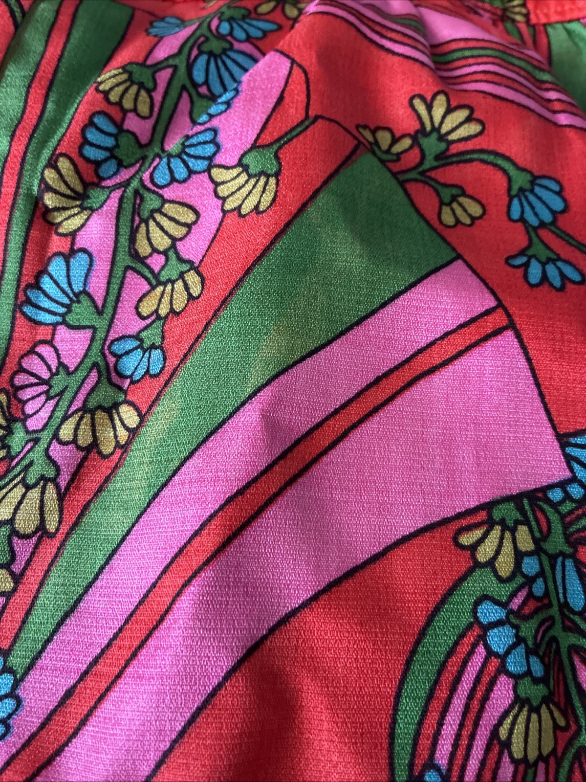 Vintage 70s B.Altman Faux Wrap Maxi Dress Gown PINK RED MOD Size 14