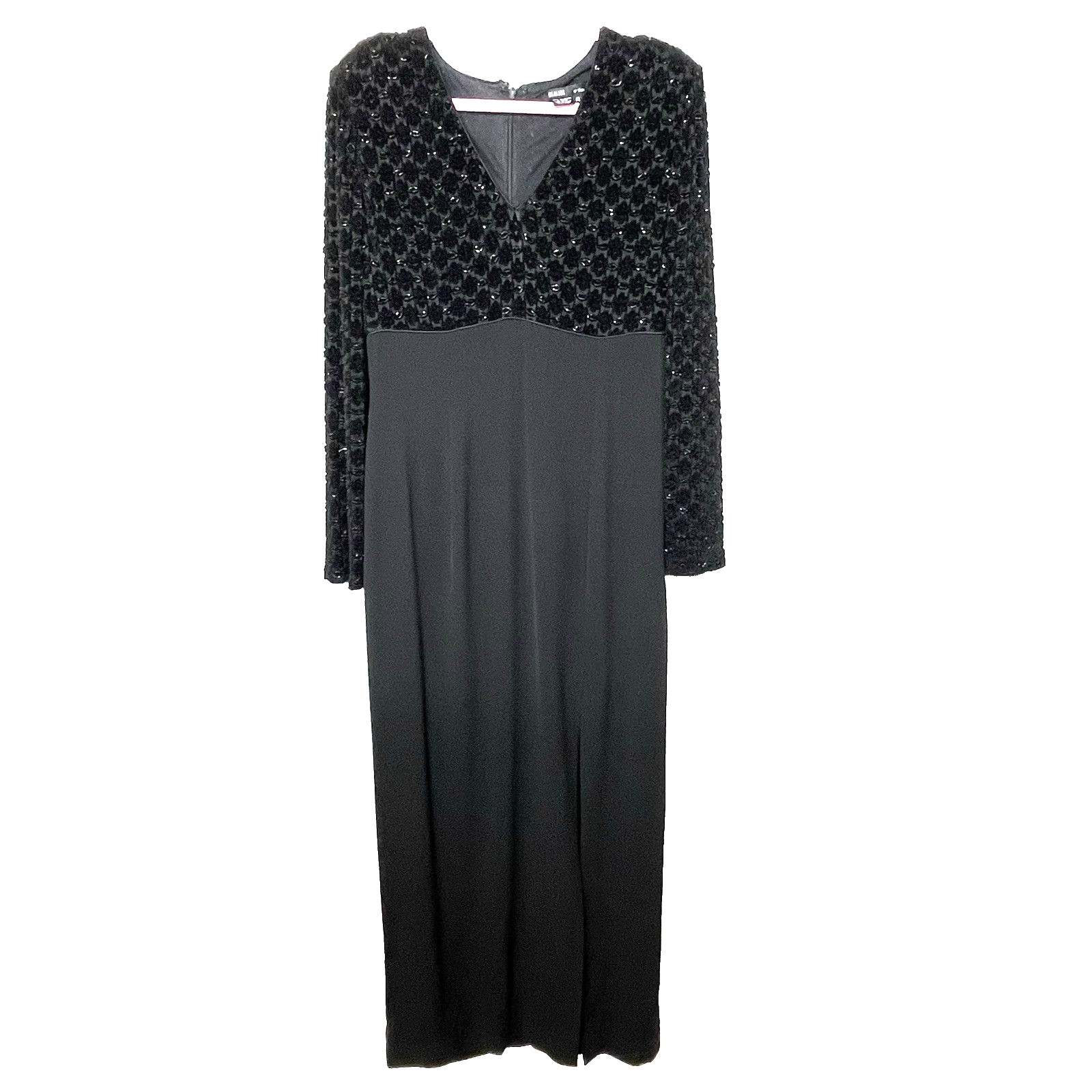 Vintage 90s Rimini by Shaw Women’s Velvet Floral Formal Evening Maxi Dress 14