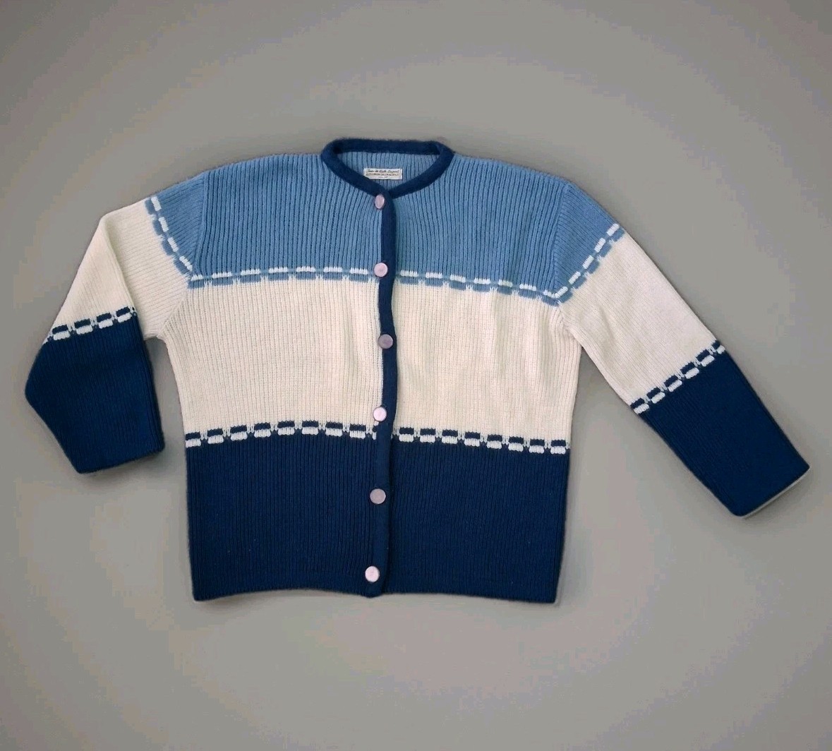 Vintage 1950s Turbo-Bulk 100% Orlon Acrylic Button Down Sweater Size Medium