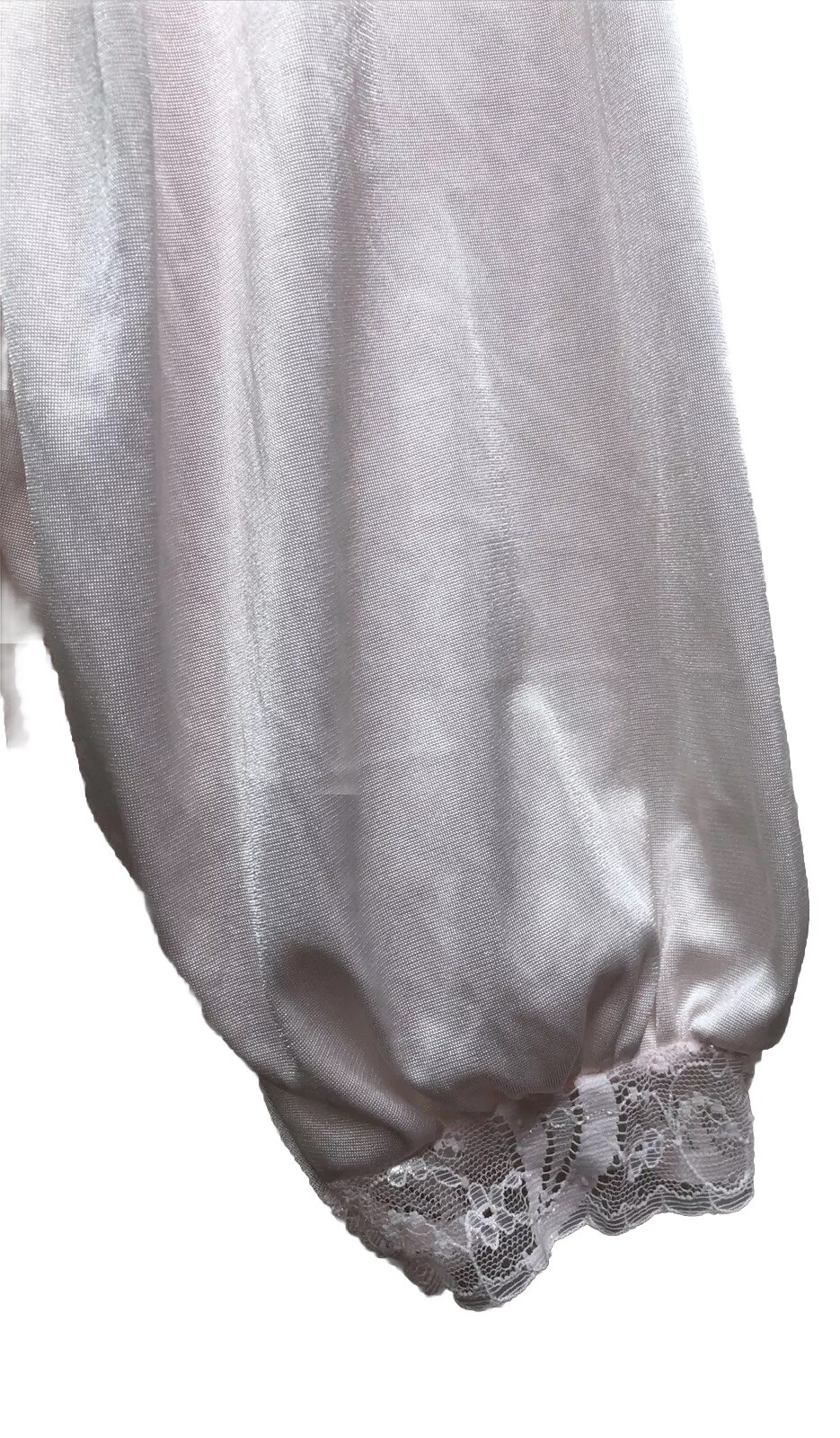 Vintage Valisere Paris Sz L Ivory Home Robe Lingerie Long Sleeve 3 Buttons Front