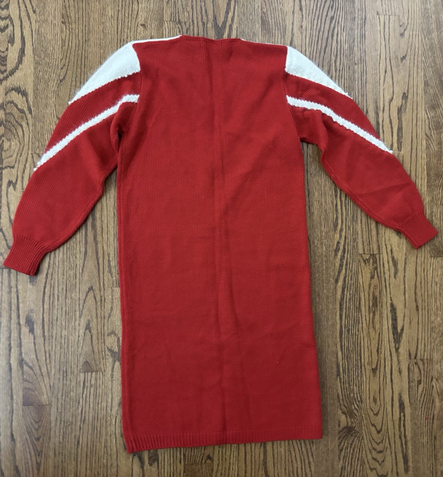 Vintage 1980s Or 1990s Slim Fit Avant Garde Bold Sweater Dress Red & White P S