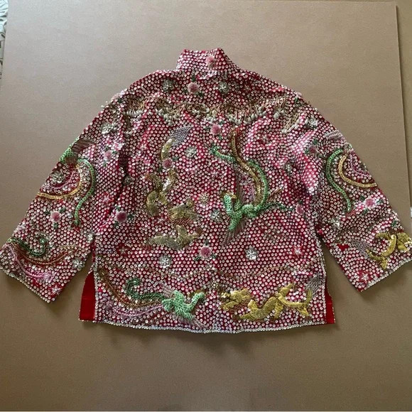 Vintage Custom Handmade Fully Beaded Sequined Traditional Chinese Wedding Dress