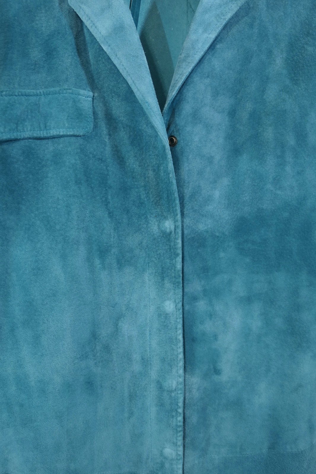 Vintage 80s pia rucci Turquoise Midi Suede Leather Duster Coat Jacket M w flaws
