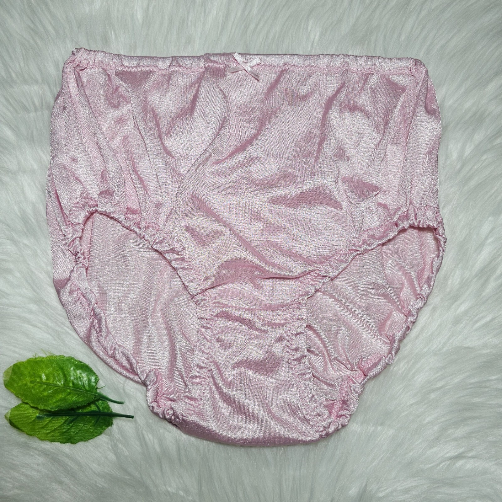 Vintage Silky Nylon Panty Sissy Taffy Pink Pin Up Sheer Brief Sz. 6-7 Hip 35-39″