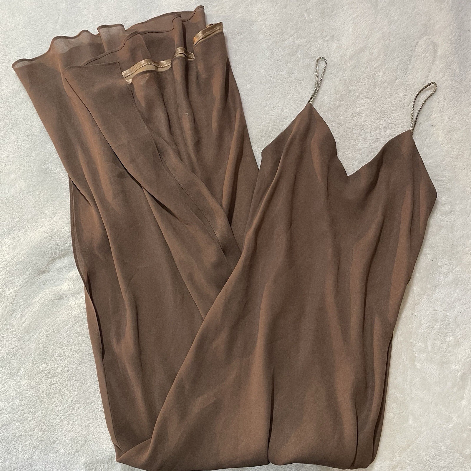 Vintage Dave & Johnny Brown Satin Evening Dress Size 9/10