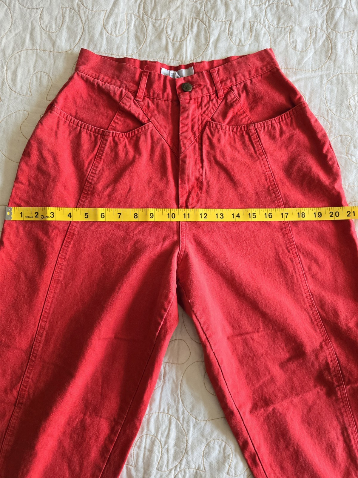 Vintage 80s 90s Red Mom Jeans Womens XS Small High Waisted 25/26 Inch Waist