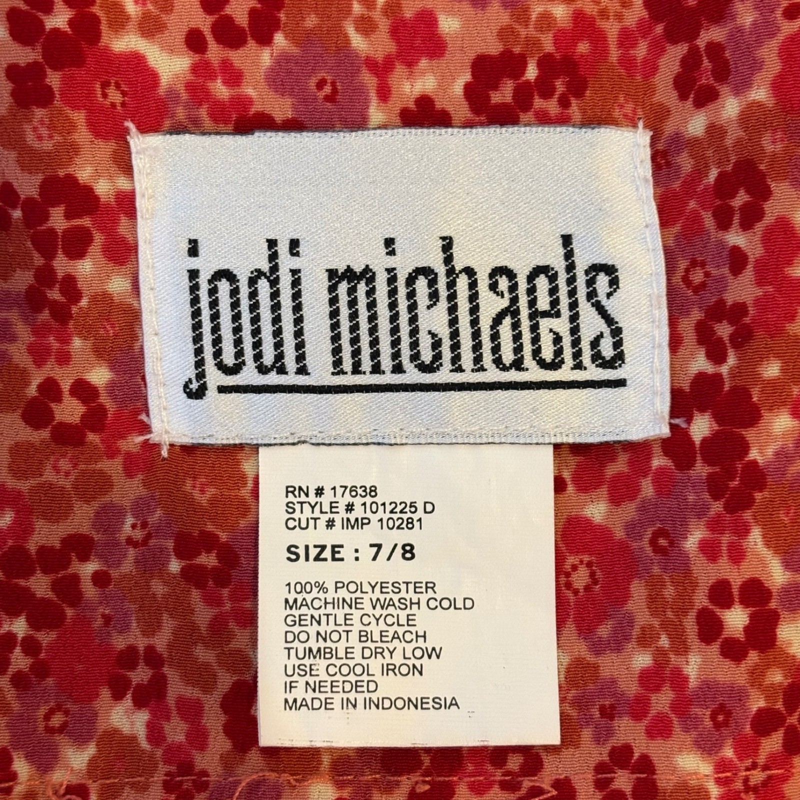 Y2K Jodi Michaels Vintage Red Floral Babydoll Midi Dress Size 7/8 Ruffle Fairy